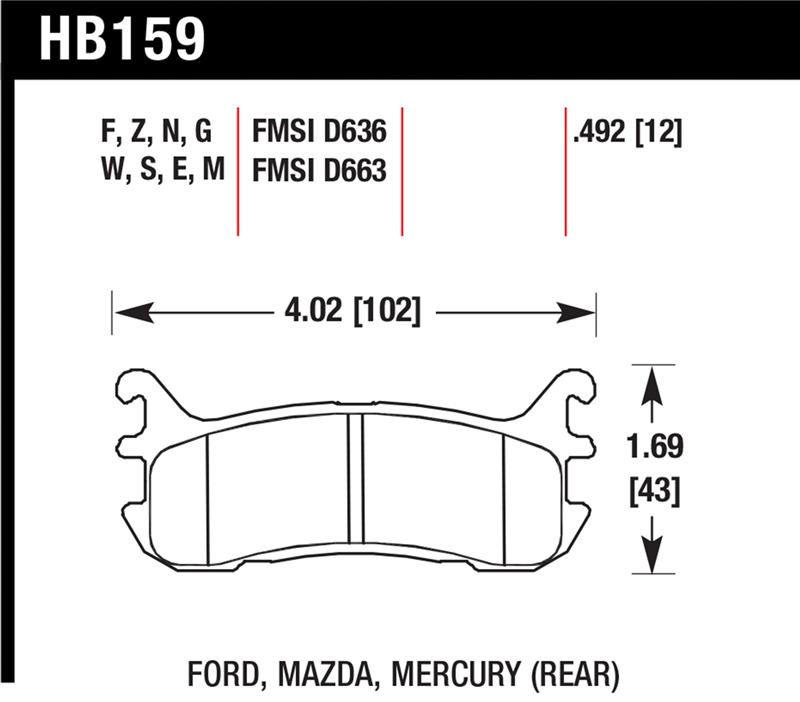 Ford Escort Brake Pad Sets - Rear - Hawk Performance - DTC-30 Race - `97-`02